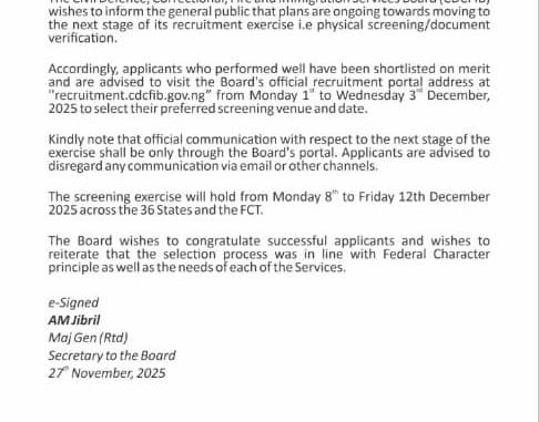 CDCFIB Physical Screening 2025